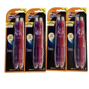 BIC Gelocity Gel‎ Pens, Medium Point 0.7mm, Assorted Ink Colors, 2-Count Pack.